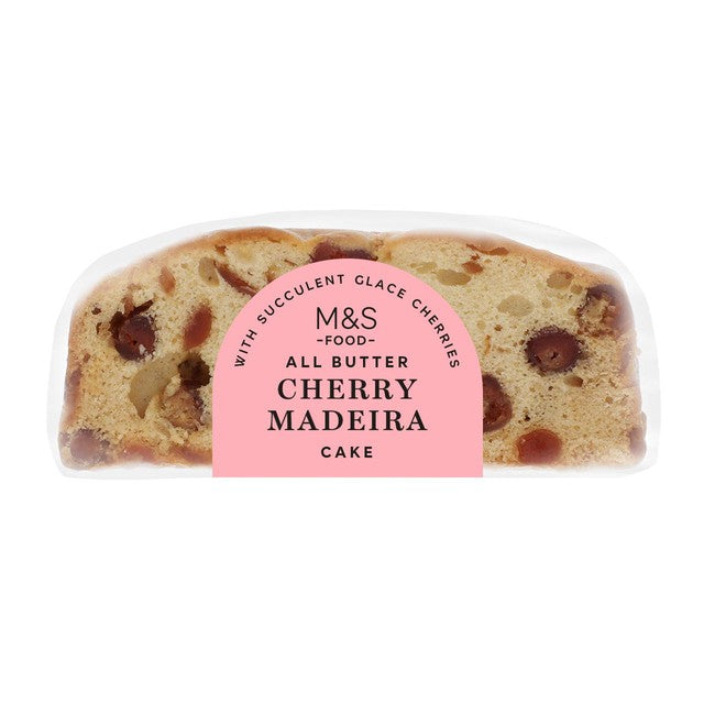 M&S Glace Cherry Madeira Cake 300g, imported from the UK