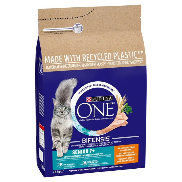 Purina One Senior 7+ Chicken cat food 2.8kg, imported from the UK