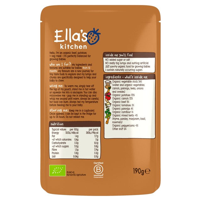 Ella's Kitchen beef stew with potatoes baby food pouch 190g - British product