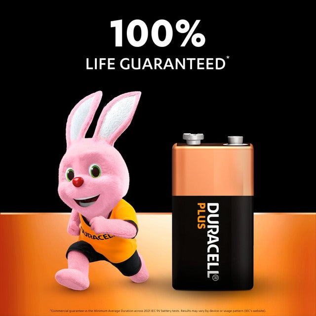 Duracell Plus 9V alkaline batteries 2-pack - British product