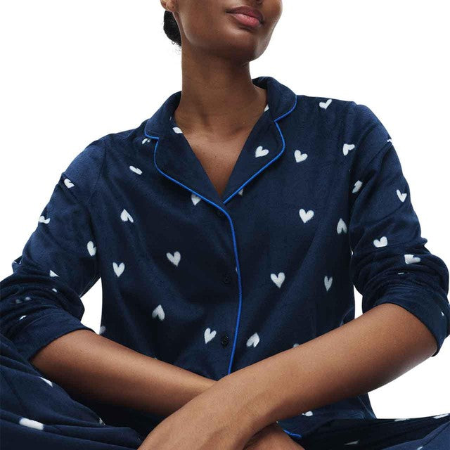 M&S fleece pyjama set navy heart print XXL - British product