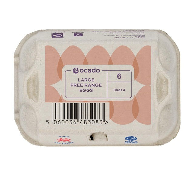 Ocado large free range eggs 6 per pack, imported from the UK
