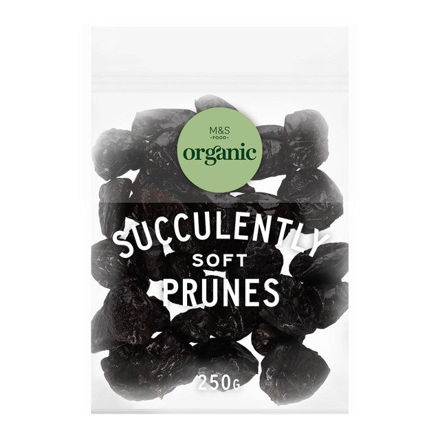 M&S Organic Soft Prunes 250g, imported from the UK
