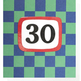 Caroline Gardner Blue and Green 30th birthday card - British product