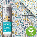 Deva Designs Safari Club gift wrap sheets 3 pack (British brand)
