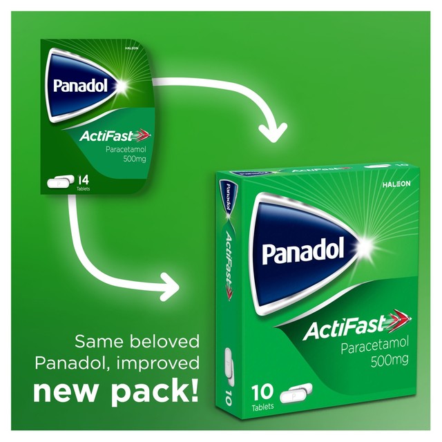 Panadol Actifast 500mg paracetamol tablets 10 tablets, imported from the UK
