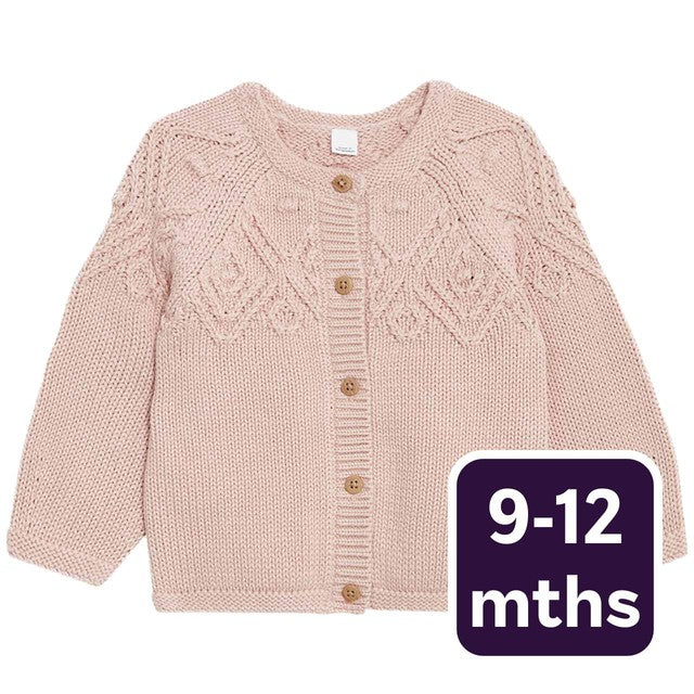 M&S cardigan pink 9-12 months, imported from the UK