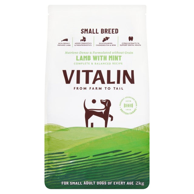 Vitalin lamb and mint dog food for small breeds 2kg (British brand)