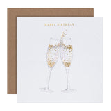 M&S Clink Glasses birthday card 15cm x 15cm, imported from the UK