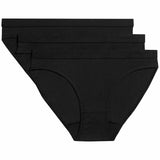 M&S girls cotton stretch knickers black 3-pack for ages 6-7, imported from the UK