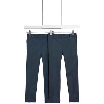 M&S Boys Slim Leg School Trousers Navy 5-6 Years
