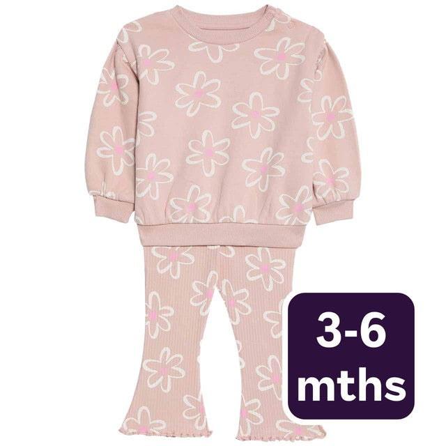 M&S floral baby outfit set pink 3-6 months, imported from the UK