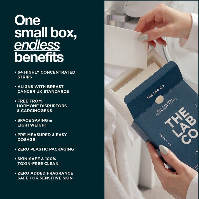 The Lab Co. non bio fragrance free laundry detergent sheets 64 loads (British brand)