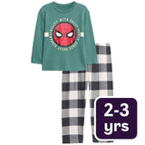 M&S Kids Spiderman Pyjama Set, Green, 2-3 Years