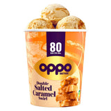 Oppo double salted caramel swirl ice cream 475ml, imported from the UK