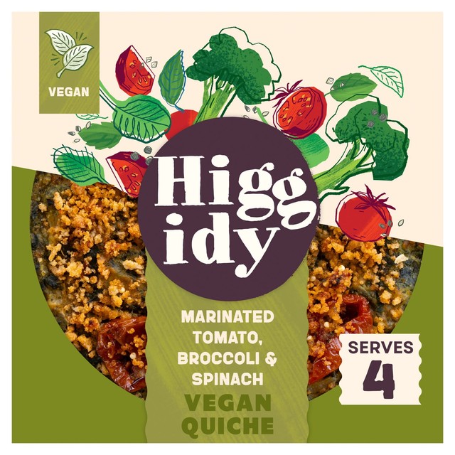 Higgidy vegan quiche marinated tomato, broccoli and spinach 400g, UK version