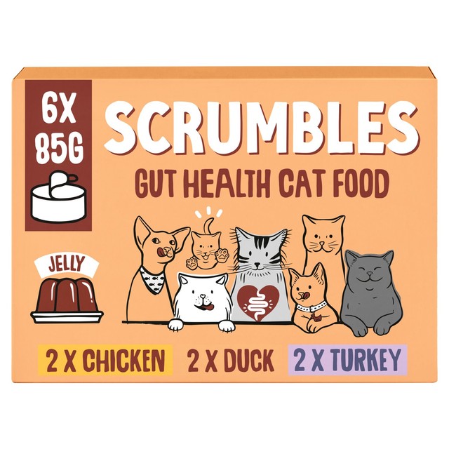Scrumbles wet cat food jelly meat variety pack 6 x 85g (British brand)