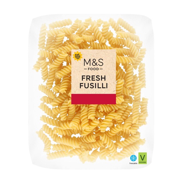 M&S fresh fusilli egg pasta 500g, imported from the UK