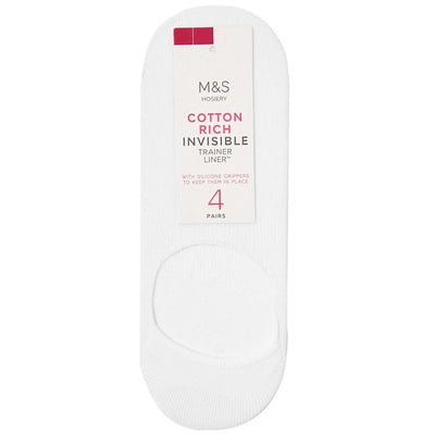M&S Women's Invisible Trainer Liner Socks White Size 3-5