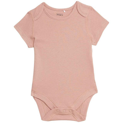 M&S Pure Cotton Bodysuits 3-6 Months Pink Pack of 5