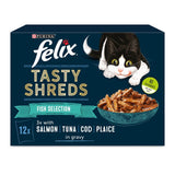 Felix Tasty Shreds Fish Selection in Gravy wet cat food 12 x 80g - British product