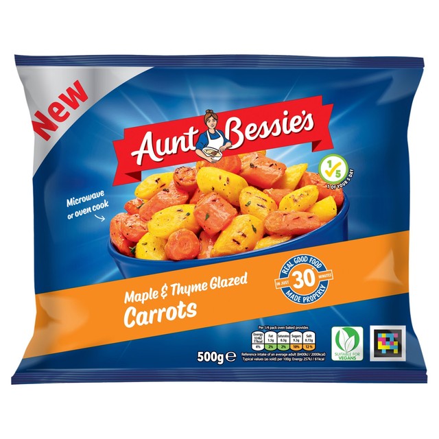 Aunt Bessie's maple & thyme glazed carrots 500g - British product