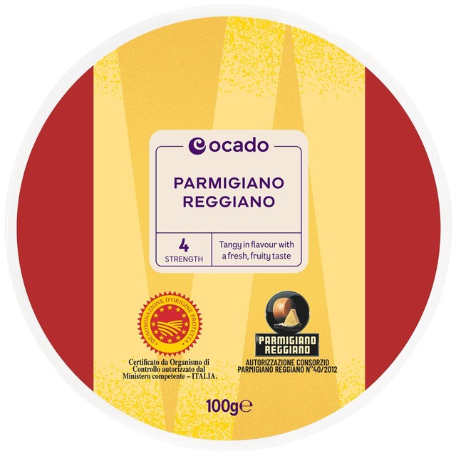 Ocado Parmigiano Reggiano grated cheese 100g, UK version