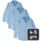 M&S Boys Regular Fit Easy to Iron School Shirts, Blue, 4-5 Years