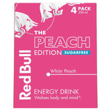 Red Bull Sugar Free Peach Energy Drink 4 x 250ml cans, imported from the UK