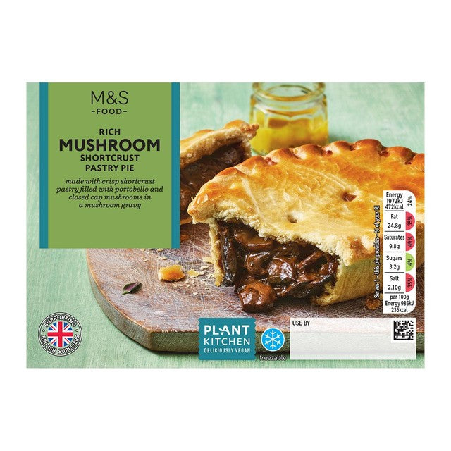 M&S vegan mushroom pie 200g, imported from the UK