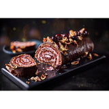 M&S Chocolate Cherry Yule Roulade frozen dessert 750g, imported from the UK