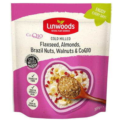 Mélange de graines et de noix moulues Linwoods aux graines de lin, amandes, noix du Brésil et noix avec Co-Q10 360g