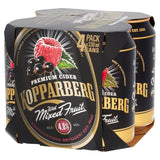 Kopparberg Mixed Fruit Cider with raspberry and blackcurrant flavour in 4 x 330ml cans, UK version