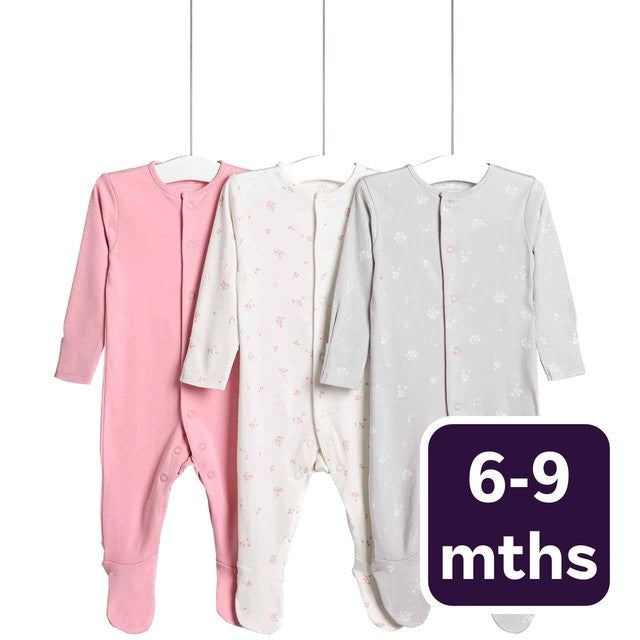 M&S baby sleepsuits 3-pack 6-9 months imported from the UK