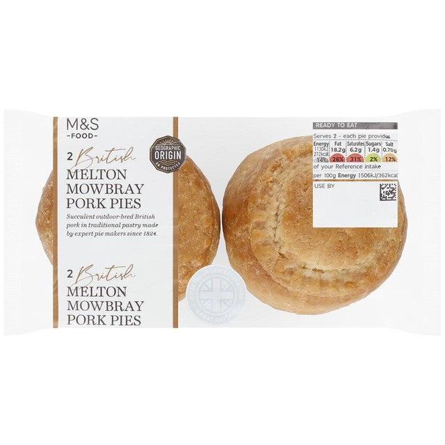 M&S British Melton Mowbray pork pies 150g, imported from the UK