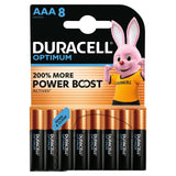 Duracell Optimum AAA alkaline batteries 8-pack - British product