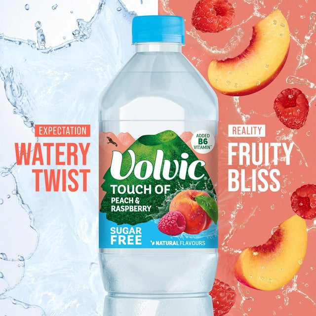 Volvic peach raspberry sugar free flavoured water 1.5L (British brand)
