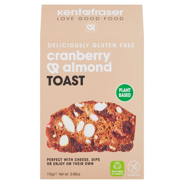 Kent & Fraser gluten-free cranberry almond savoury biscuit 110g, UK version