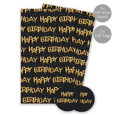 Abacus Birthday Balloons Gift Wrap Sheets and Tags Gift Wrap Pack 2 Pack