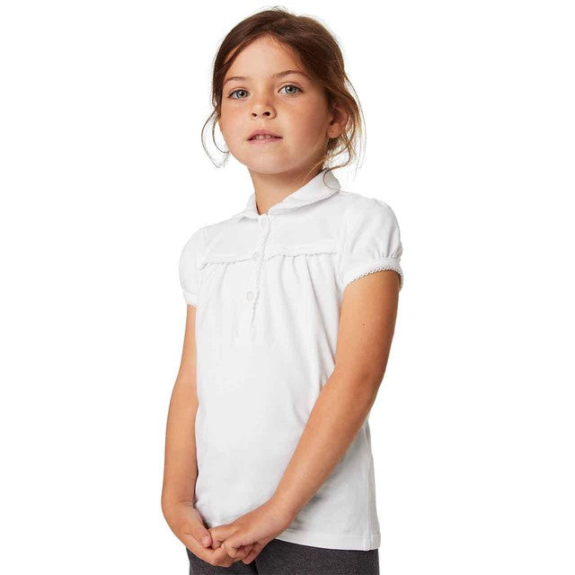 M&S girls regular school polo shirt white, UK version