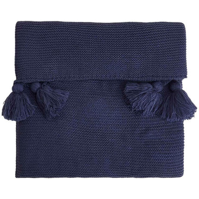 M&S Knitted Tassel Throw Navy