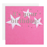 M&S Pink Stars Birthday Card 15cm x 15cm