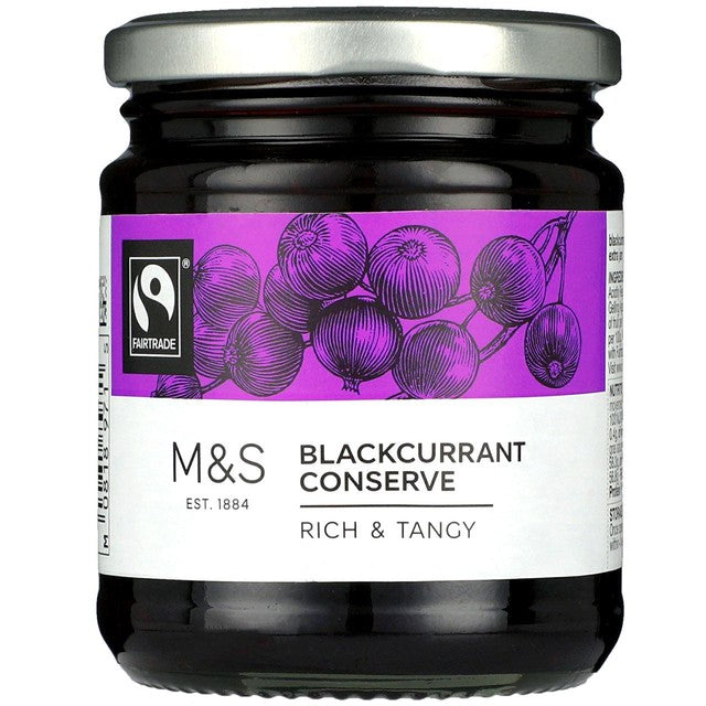 M&S Fairtrade Blackcurrant Conserve 340g, imported from the UK