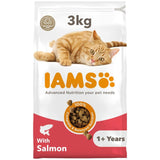 IAMS Adult Dry Cat Food Salmon 3kg, UK version