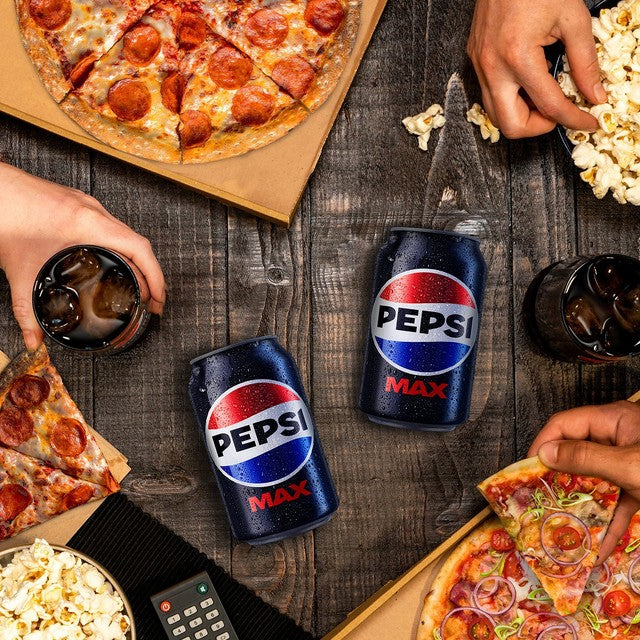 Pepsi Max sugar-free cola 24 x 330ml cans, imported from the UK