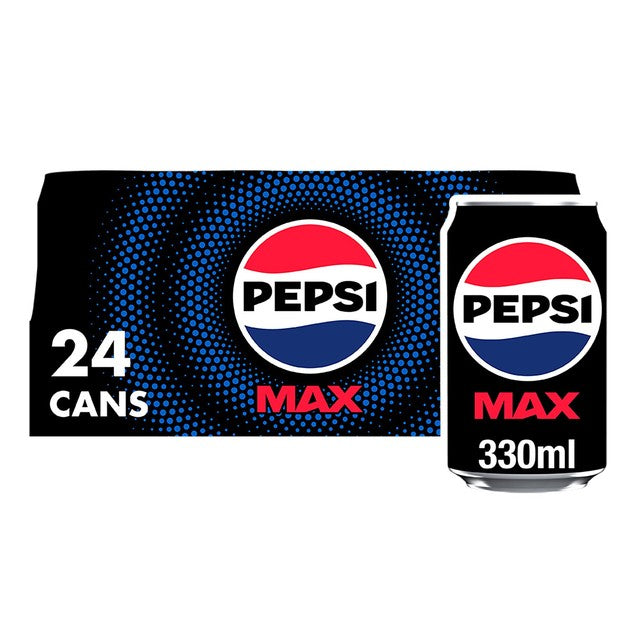 Pepsi Max sugar-free cola 24 x 330ml cans, imported from the UK