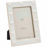 M&S ceramic heart photo frame white 4x6 inch, imported from the UK