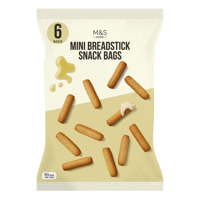 M&S mini breadsticks with extra virgin olive oil 6x20g, imported from the UK