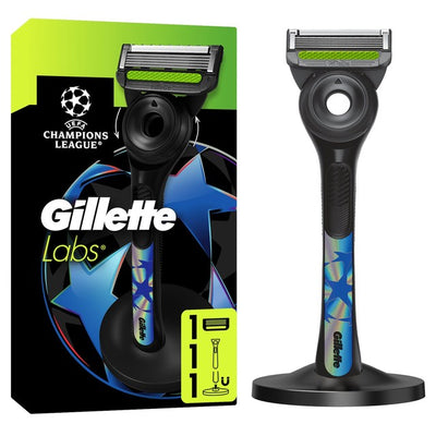 Gillette Labs Eksfolierende barberhøvel Gullutgave med magnetisk stativ Manuell barberhøvel