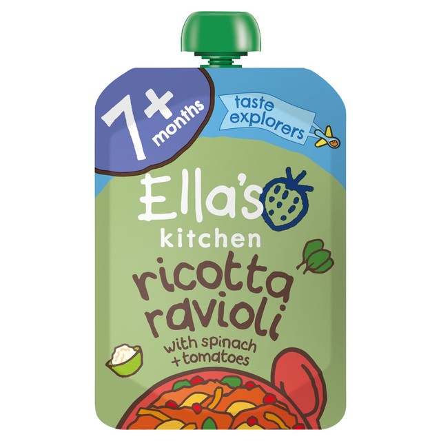 Ella's Kitchen spinach and ricotta ravioli baby food pouch 130g - British product